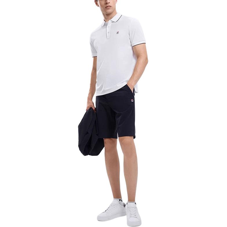 Fila Einfarbiges kühles atmungsaktives Strick-Poloshirt Herren Tops Weiß F51M421103A-WT