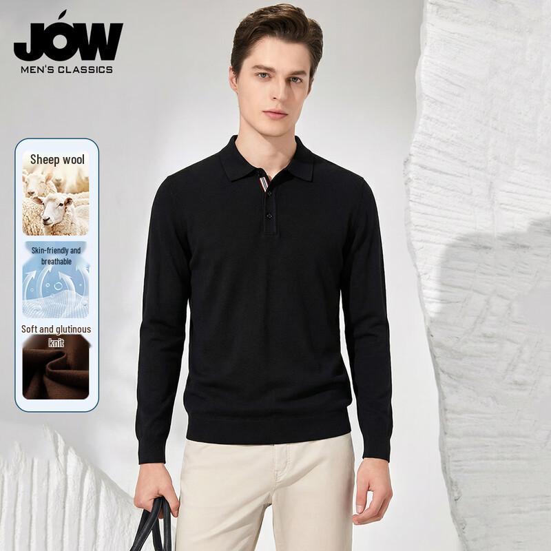 JOW Men's Merino Wool Long-Sleeve Polo Shirt