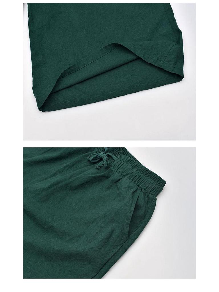Plus Size Summer Cotton Linen Wide-Leg Pants - Lightweight, Versatile Eight-Point Culottes