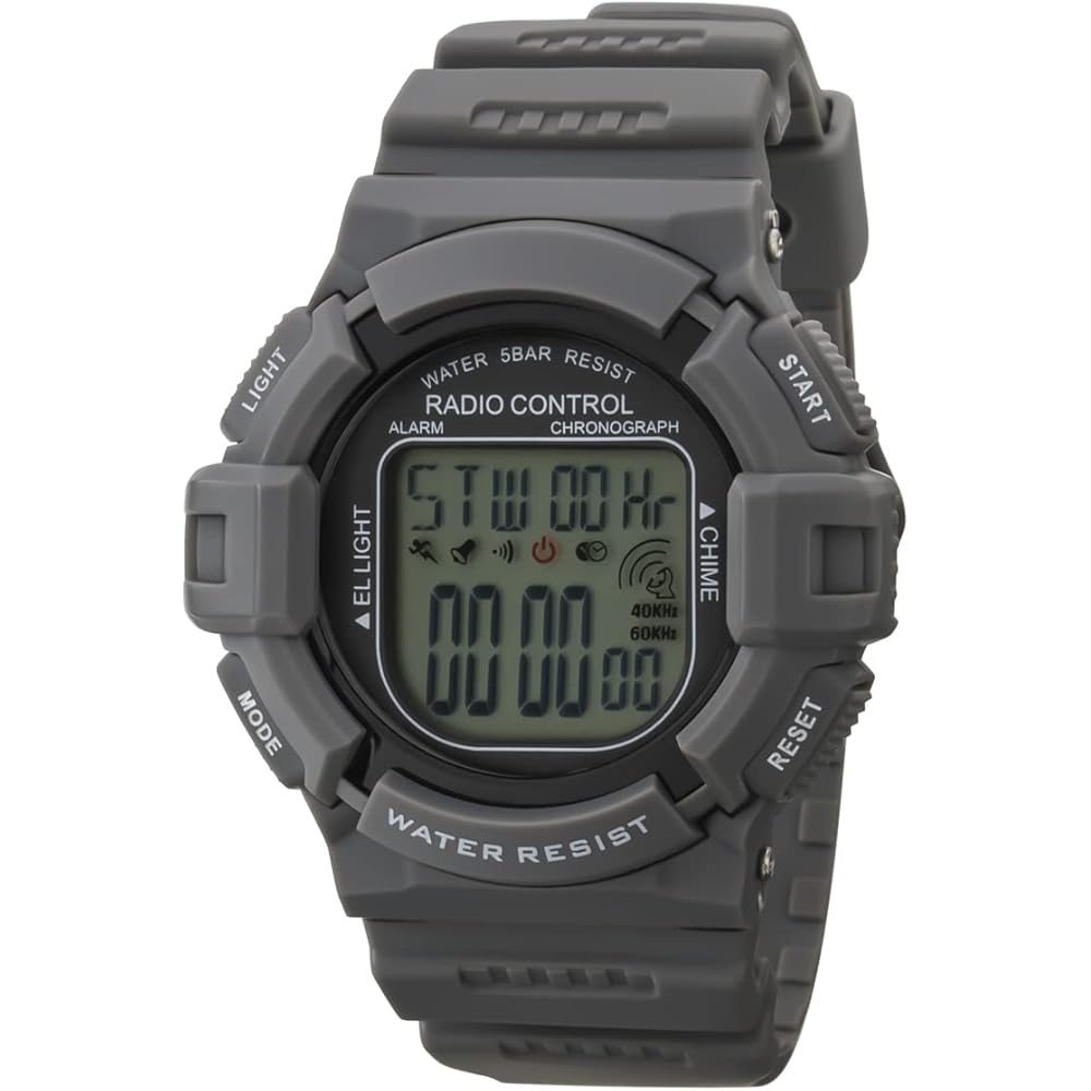 Crepha TELVA Digital Multifunction Men s Sports Watch Gray 5 ATM Water Resistant Stopwatch with Urethane Strap