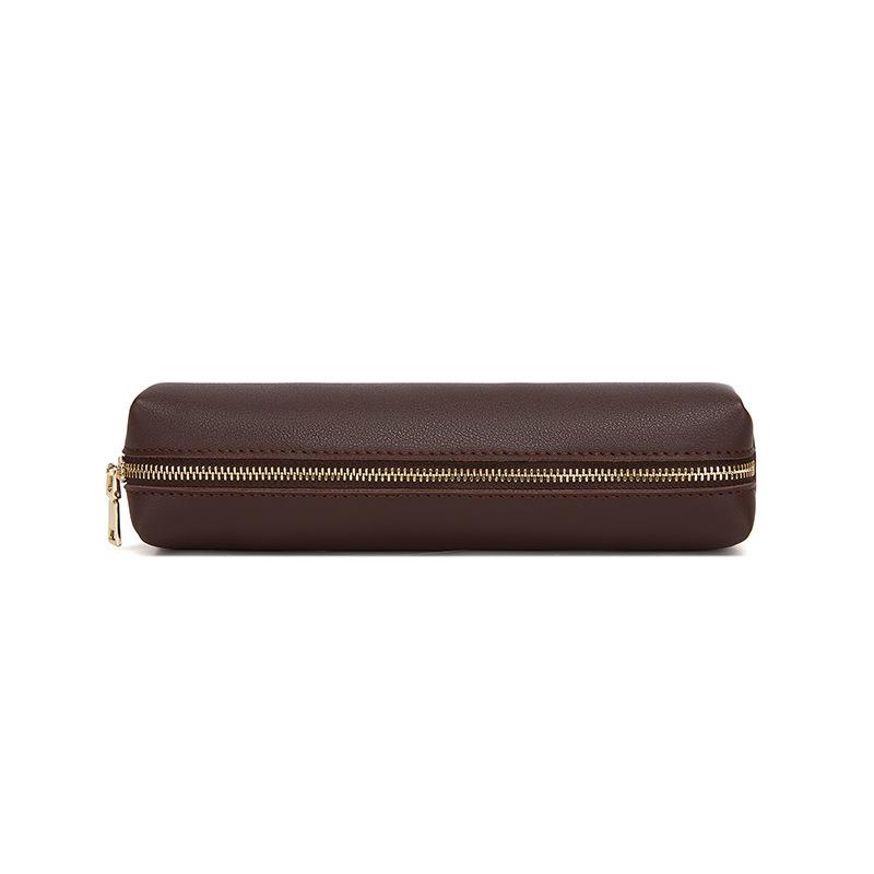 Korean Style Retro Unisex PU Leather Pencil Case for Students