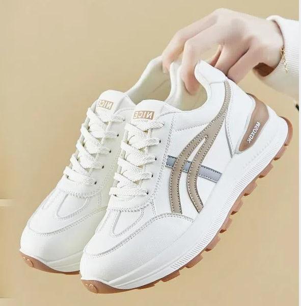 

Shoes women s spring new versatile thick-soled heightening casual canvas shoes niche design sense white shoes round head single shoes 41 хакі