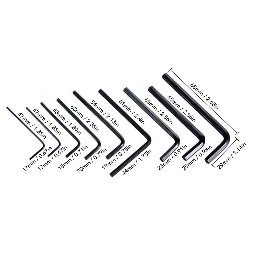 9Pcs Guitar Hex Wrench Metal Hex Key Flat End Instrument Accessory for Repair Maintenance