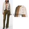 Autumn New Product Women Clothes Idle Style Lapel Long Sleeve Suede Effect Crop Jacket Outerwear 4968224