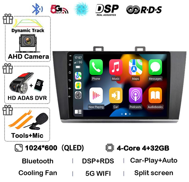 Android 14 Carplay Auto Car Radio For Subaru Outback Legacy 2014 2015 2016 2017 2018 Multimedia Player GPS 4G WIFI Stereo BT DSP