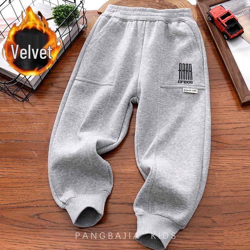 

Boys Plus Velvet Thickened Loose Sweatpants - Autumn/Winter 2025 Fashion 140 cm