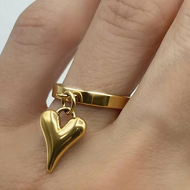

Vintage Creativity Geometric Heart Pendant Adjustable Open Rings for Women Fashion Accessories Individuation Zircon Party Gift Copper Plated
