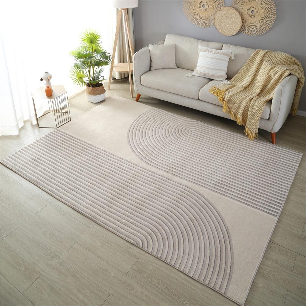 Minimalist Abstract Geometric Pattern Area Rug with Soft Pastel Colors Floor Mat for Living Room Bedroom Modern Home Decor