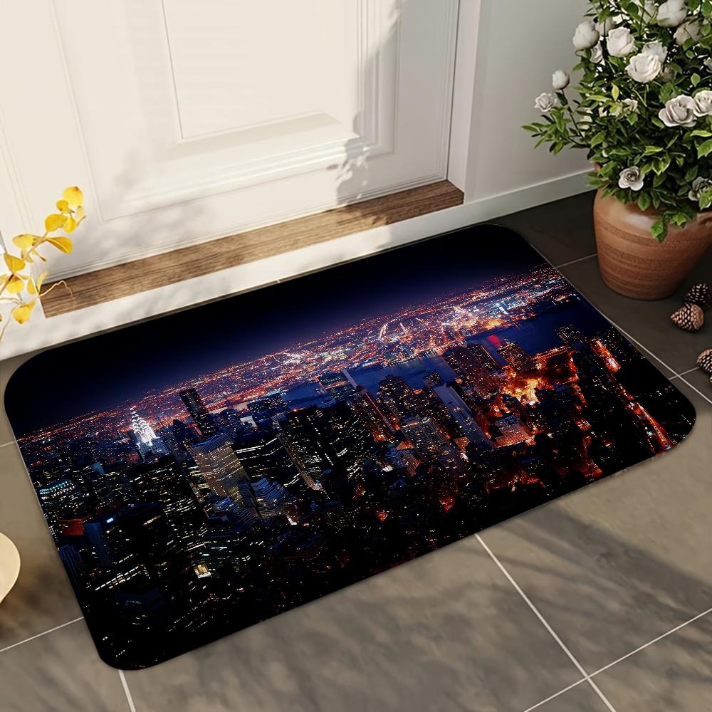 1pc New York City Night Bathroom Absorbent Mats Anti-Slip Mats Home Decor Supplies Carpets Home Kitchen Floor Mats