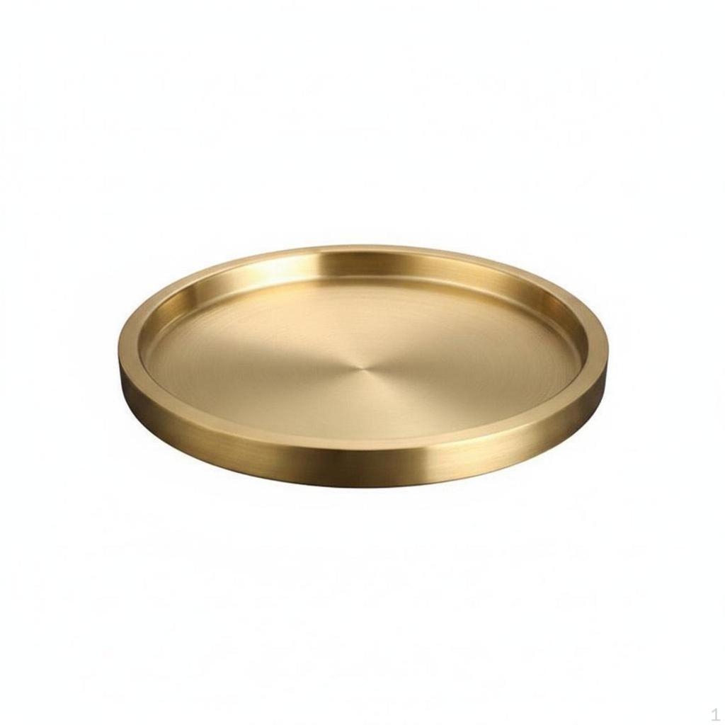 Korean BBQ Serving Tray Double Layer Stainless Steel Round Plate Thickened Design