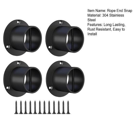 4 Stück Endmontage Schnappverschluss mit Kreuzseil-Schienenstützkappe Hanf