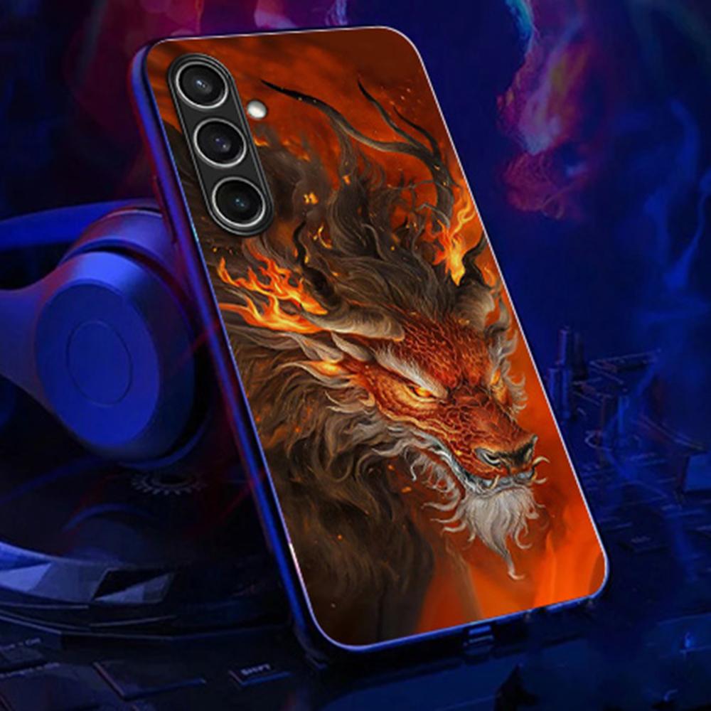 For Samsung Galaxy S24 FE Case Call Flash Series Pattern Printing Tempered Glass+TPU Combo Phone Case