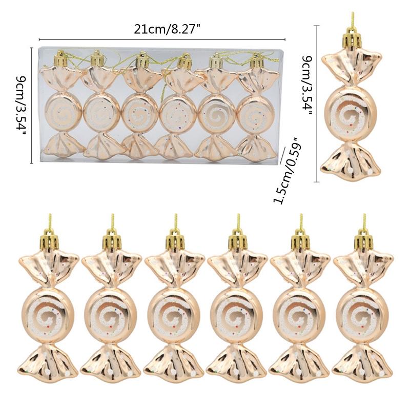 

6 шт. Украшение в виде леденца на палочке, рождественское подвесное украшение с веревкой для праздничного декора, реквизит для фотобудки шампанского