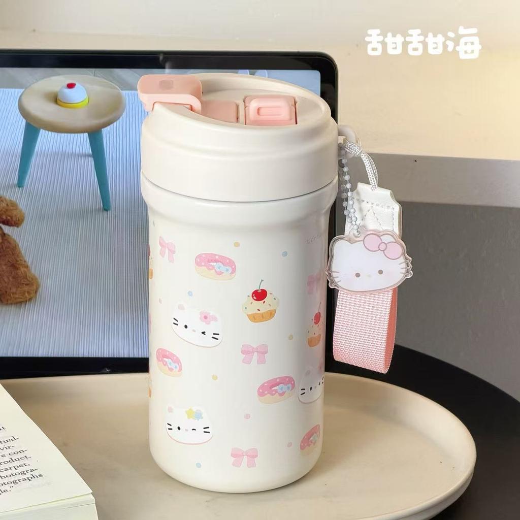 New Water Cup Stainless Steel Straw Thermos Cup Cartoon High Value Student Large Capacity Cup Ins Wind