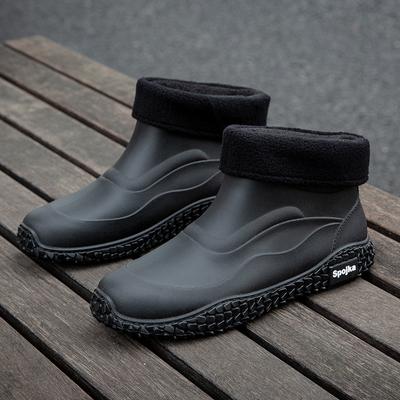 Men's Waterproof And Anti Slip Short Tube Fashionable Cotton Rain Boots