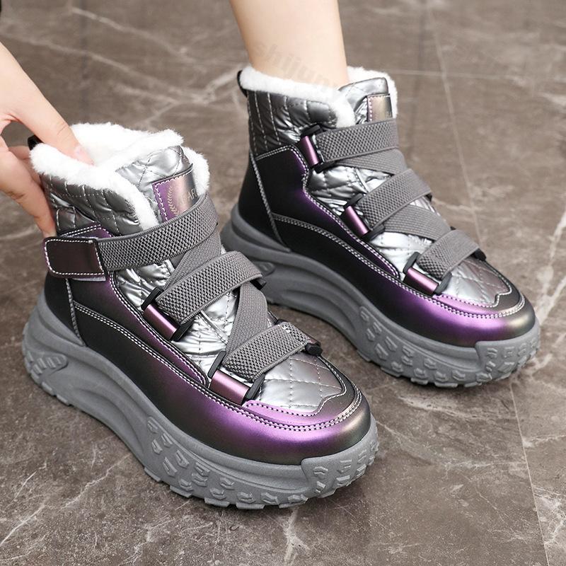 Thicken Plush Women's Snow Boots Winter Comfortable Wear Resistant Platform Casual Shoes Height Increase Non Slip Cotton Shoes
