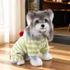 Warm Pet Four Legged Outfit Striped Fleece Dog Winter Clothes Cozy Dog Hoodie Jumpsuit  Winter Walk