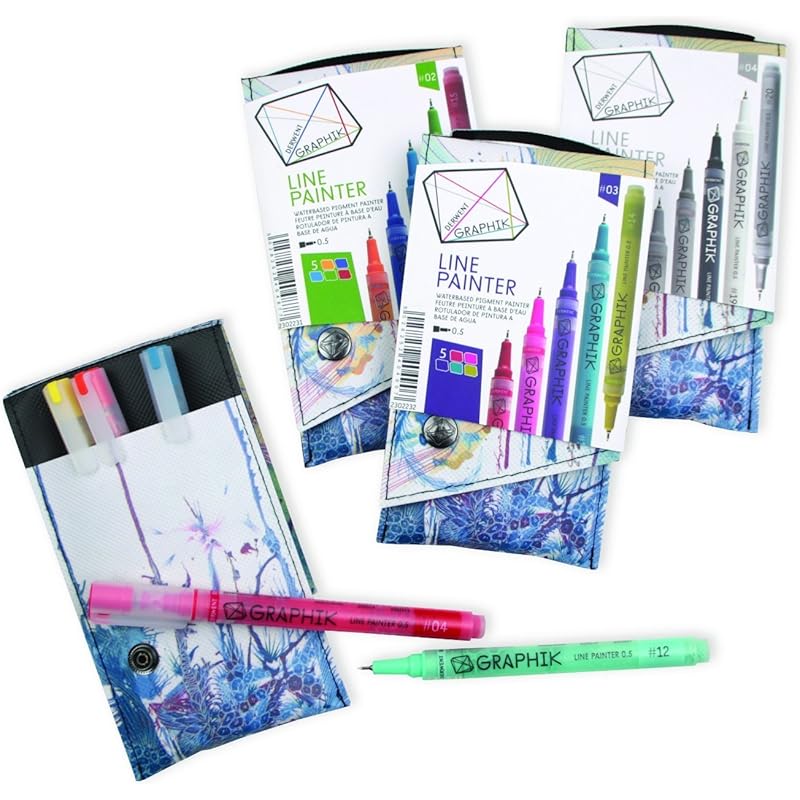 

Derwent Graphic Line Painter Coloured Pen Set, Pack Of 5 (Palette No.2) 11 красный