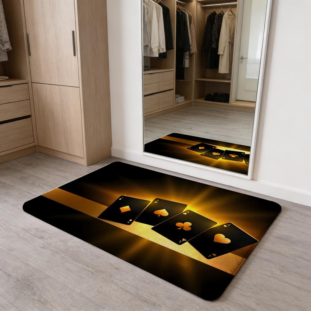 Fashion Spade Floor Mat Washable Absorbent Flannel Door Mat Non-Slip Indoor Floor Carpet