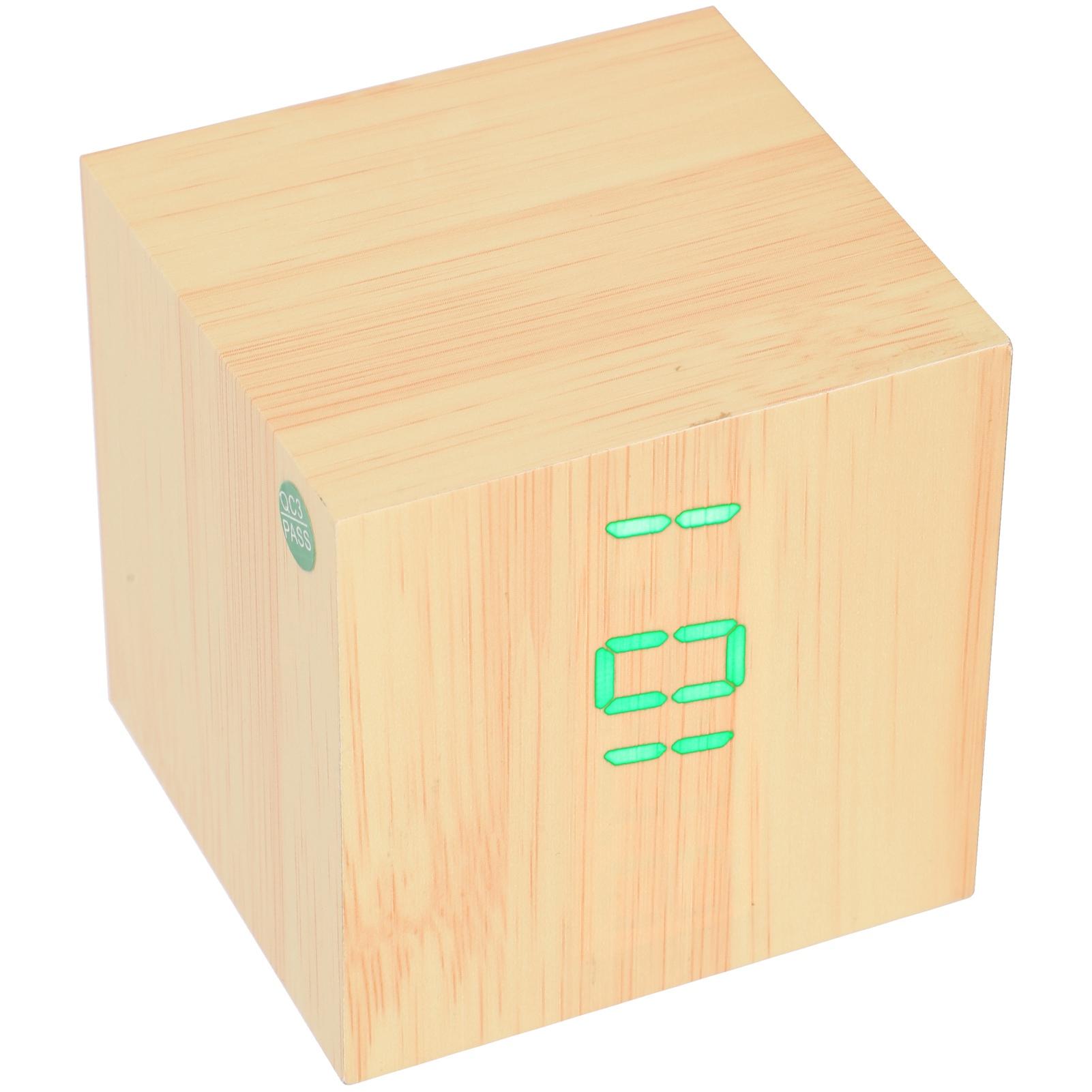 

Деревянные светодиодные часы с цифровым голосовым управлением, прямоугольные украшения, деревянный зеленый свет