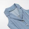 Women's Blue Sexy Button Denim Long Dress