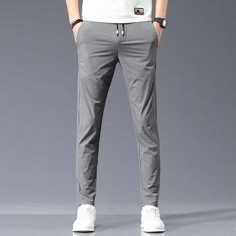 2023 Men's Ice Silk Quick-Dry Straight Loose Pants - Comfortable, Elastic, Slim Fit