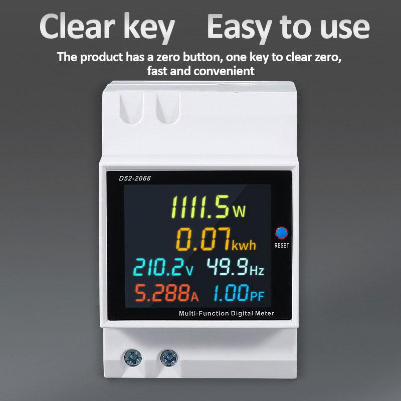6 IN 1 Din-Schienen-AC-Monitor 110 V 220 V 380 V 100A Spannung Strom Leistungsfaktor Aktiv KWH Elektrische Energie Frequenzmesser VOLT AMP