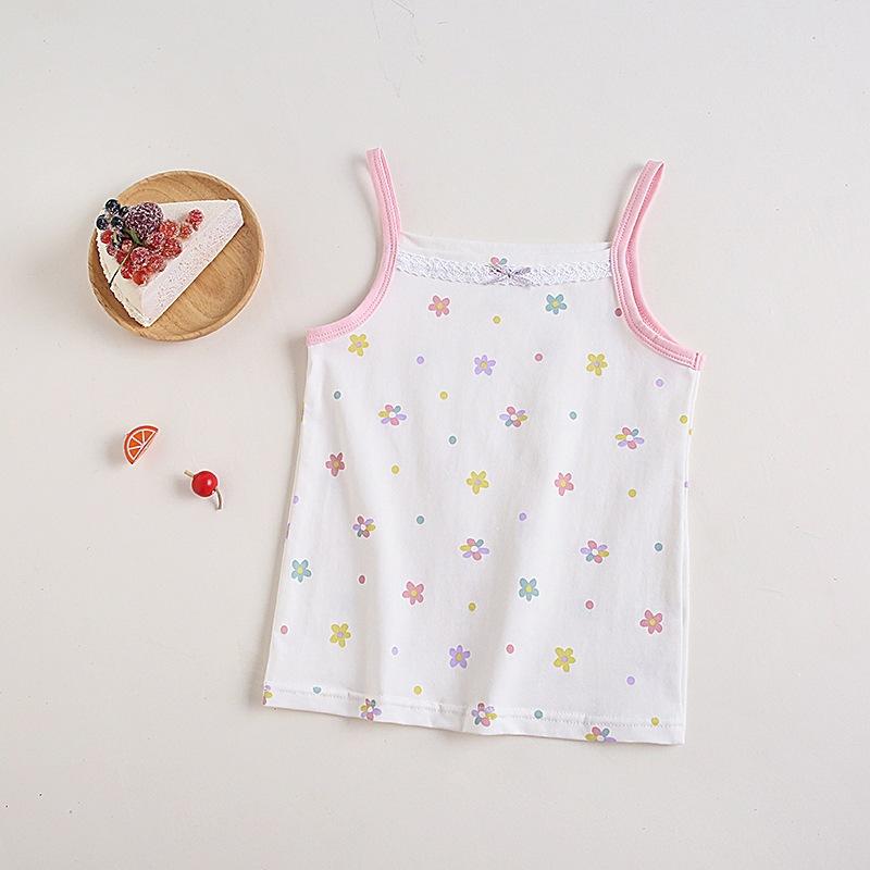 Girls Cotton Camisole with Lace Trim Soft Basic Undershirt for Toddlers and Kids 100