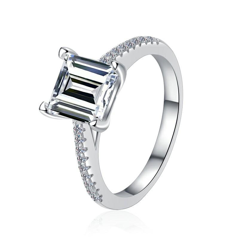Minimalist Jewelry S925 Sterling Silver GRA Certificate Four Claw Princess Cut 2CT VVS1 Moissanite Engagement Wedding for Women