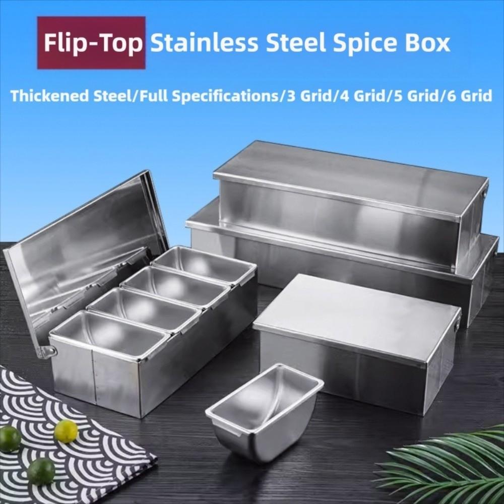 3/4/5/6 Gird Seasoning Box Stainless Steel Kitchen Spiece Storage Box  Commercial