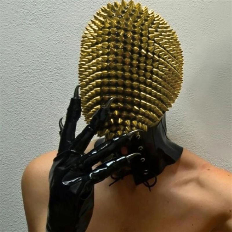 Spike Çivili Şekil Lateks Tam Yüz Korkunç Kask Cosplay Durian Kafa Rave Parti Film Maskesi Sahne