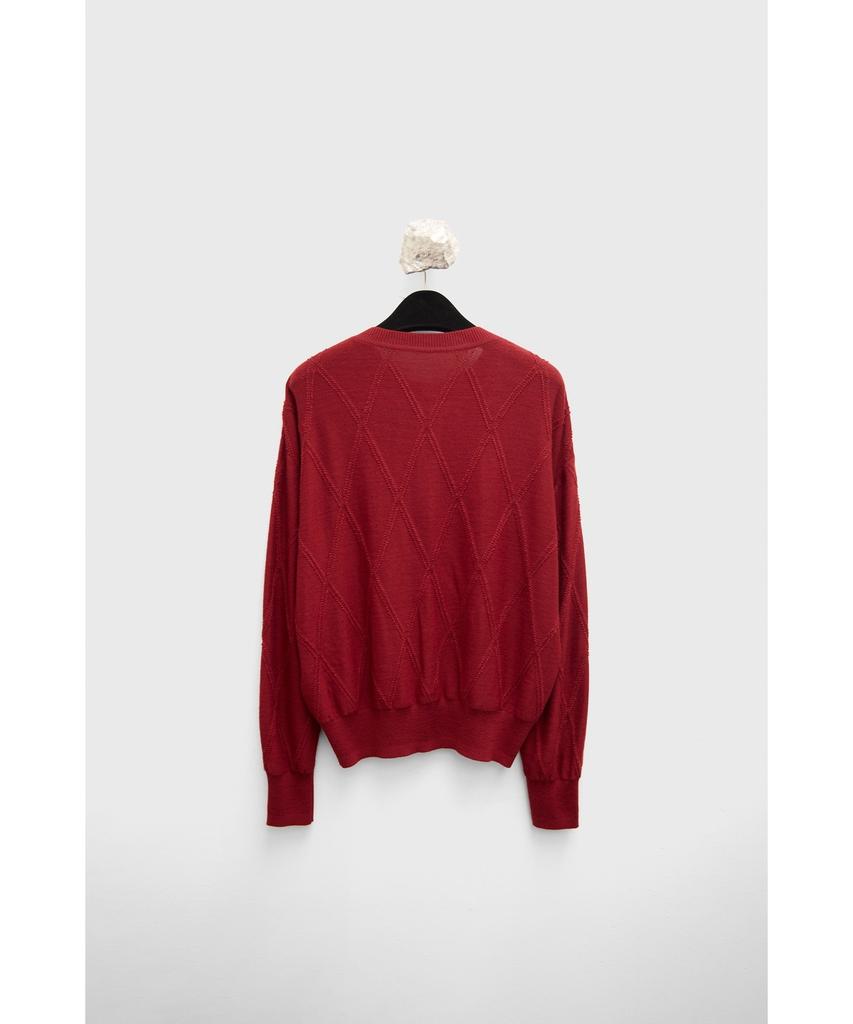 YOUTH Round Neck Textured Cardigan - Red