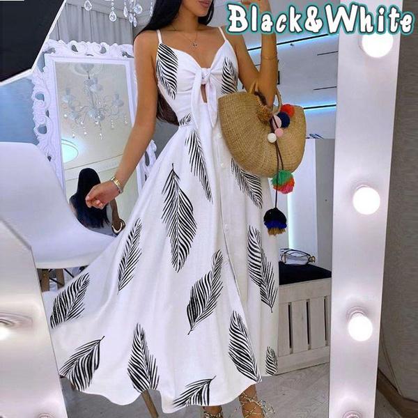 Fashion Dresses Women's Deep V-neck Sleeveless Maxi Casual Strap Bohemian Dresses Beach Wear