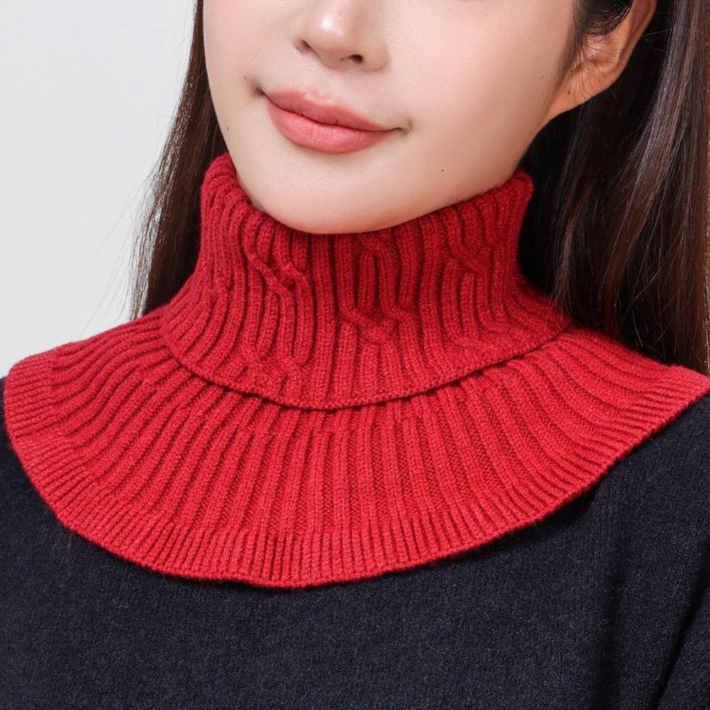 Knitted Fake Collar Scarf Women Warm Turtleneck Detachable False Collar Winter Windproof Scarf With Wooden Ears