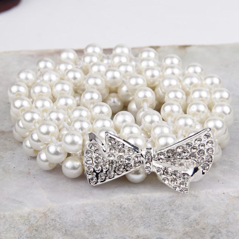 Rhinestone Pearl Waist Chain Women'S Elastic Waist Seal Women'S Decoration Elastic Woven Belt Dress Decoration