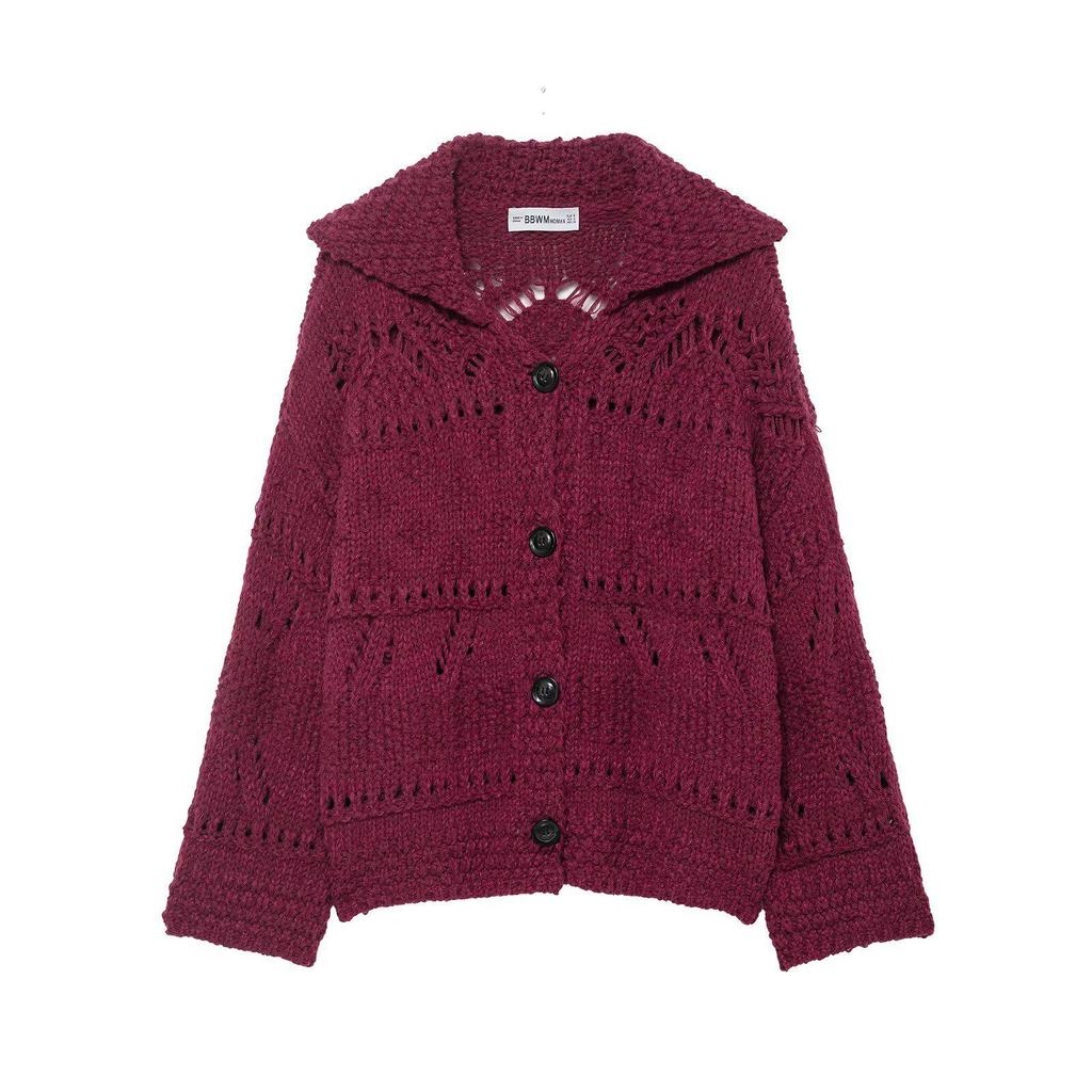 European Style Women's Thick Knit Hollow Cardigan - Autumn 2025 Collection