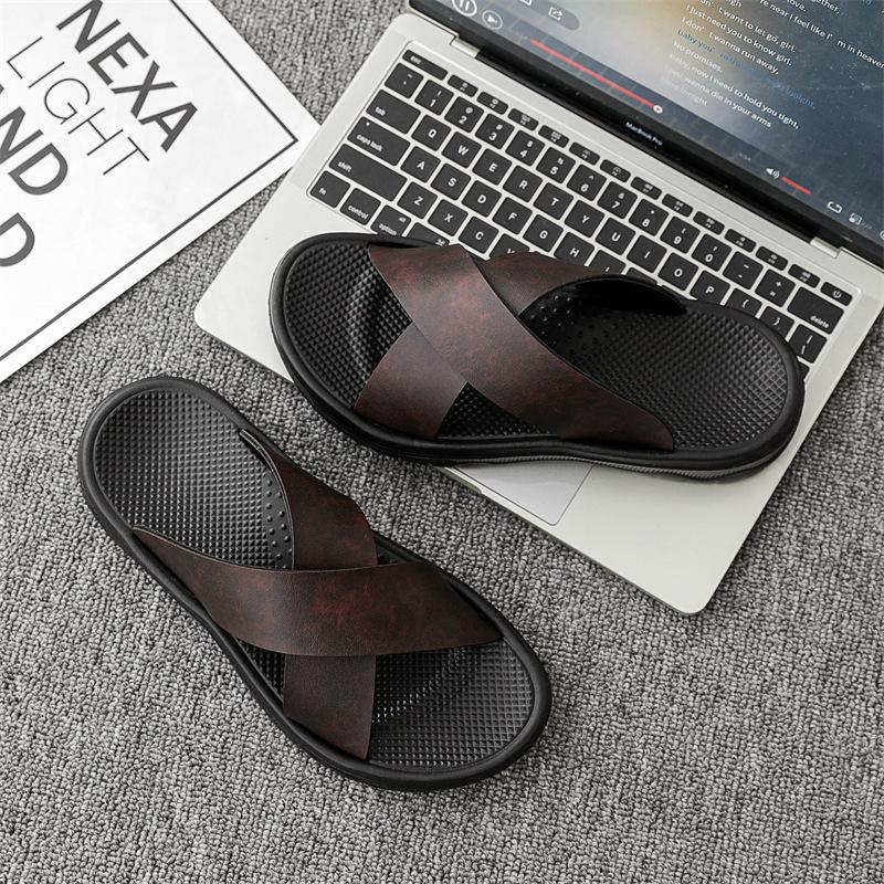 Lazy Slippers Summer Ins Style High-end Men's Slippers Comfortable and Casual Soft Bottom Outdoor Foot Cover Youth One-word Drag Men