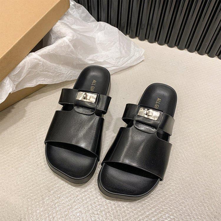 

[Youshilai] Fairy wind-cool slippers women s outer wear 2025 summer new open-toed versatile one-word slippers 35