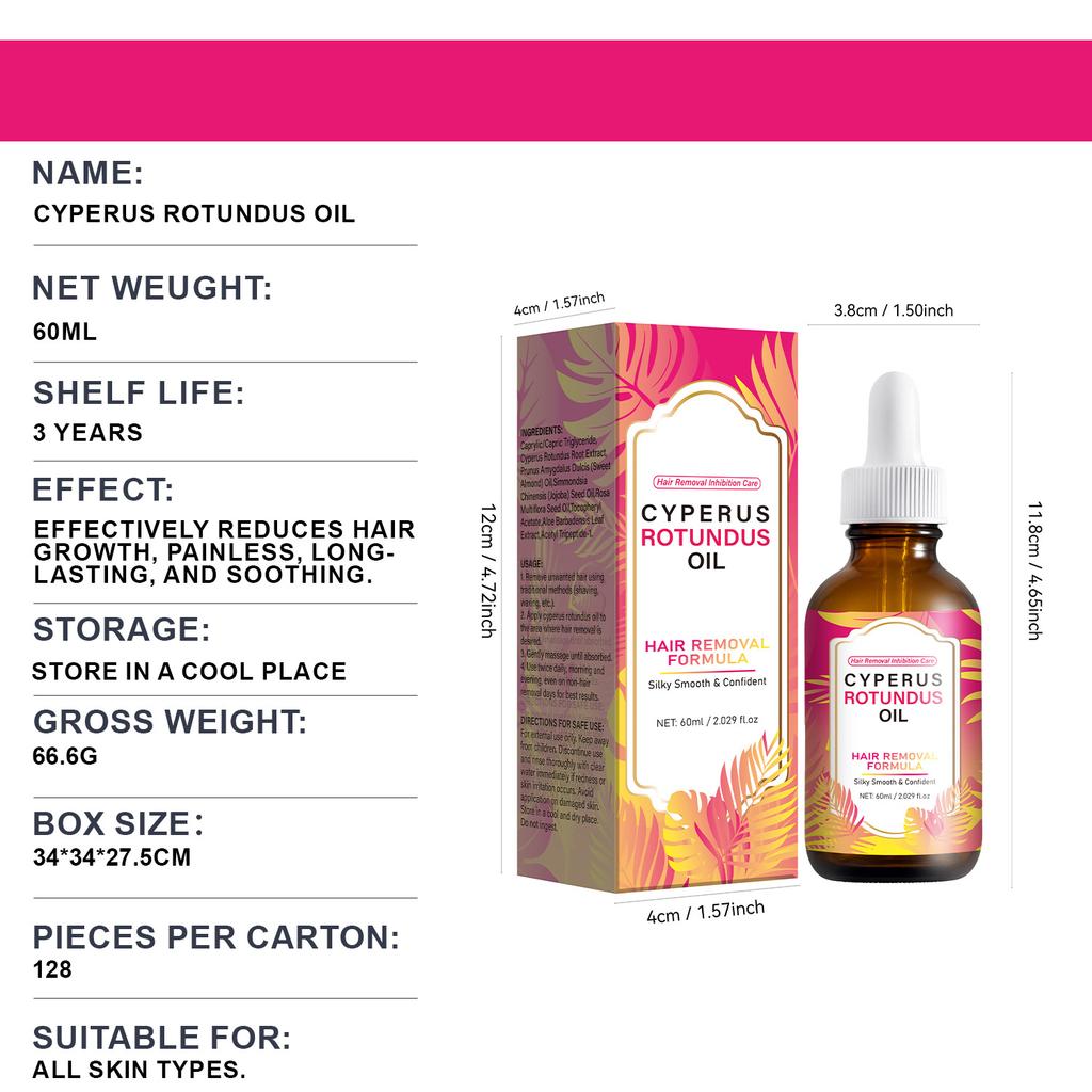 Cyperus Rotundus Oil 60ml, 100% Pure Natural Essential Oil for Relaxation, Aromatherapy, Massage, Skin & Hair Care