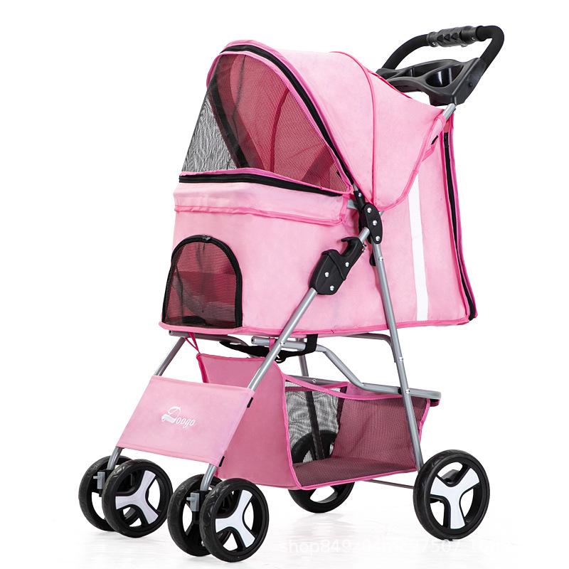 Foldable Lightweight Pet Stroller for Cats and Dogs - Four-Wheeled Design