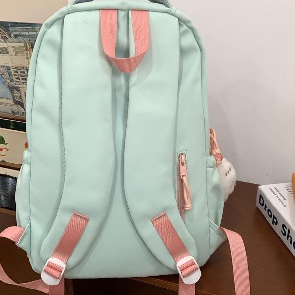 Middle School Student Korean Schoolbag High Value Girl Niche Design Contrasting Color Backpack High School Student Large Capacity Backpack Women