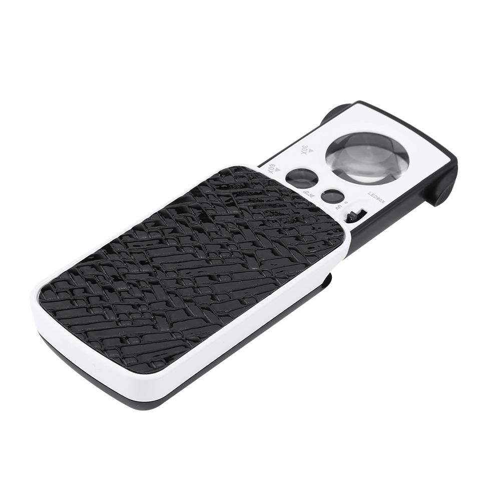 30x Celsius 60x Celsius 90x Magnifying Glass Jewelry Optical Magnifier Jeweler Tool LED Light Loupe (Black)