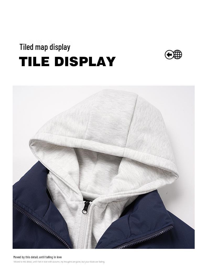 Unisex College-Style Winter Jacket: Trendy Thickened 2025 Faux Two-Piece Cotton Coat