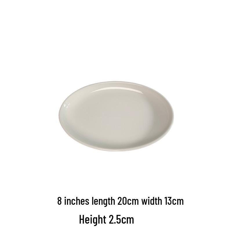 Egg-Shaped Oval Ceramic Fish Plate - Restaurant-Grade Pure White Tableware