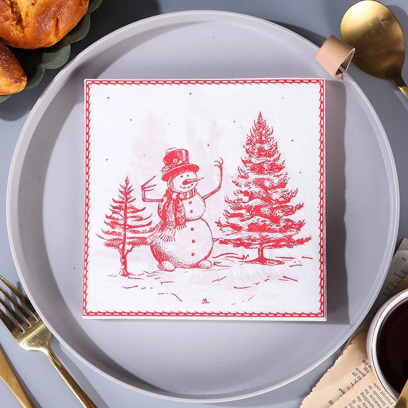 20pcs/Pac 33*33cm 2-Ply Disposable Party Napkin Christmas Pattern