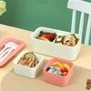 Lunch Box For Adults 1450ml Dishwasher Safe Bowl 2-TierFood Container With Removable Utensil Set And Sealing Strap For Work