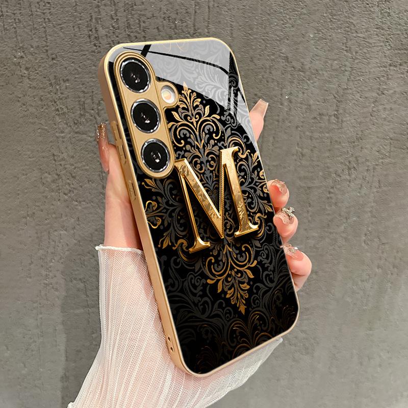 Electroplated Gold New Phone Case for Samsung Galaxy S26 Ultra S25 Plus S24 S23 S22 Fe Tempered Glass Artistic Texture Patterns
