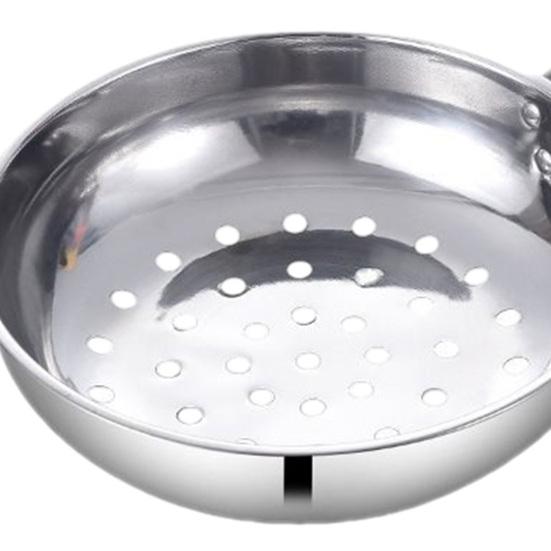 Stainless Steel Large Hole Colander with Long Handle Pasta Vegetable Strainer for Gnocchi Noodles Dumplings Rust-Proof Dishwasher Safe Multi-Purpose