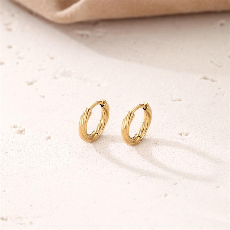 INS Spiral Twisted Stainless Steel Ear Cuff Earrings - Creative Design for Women