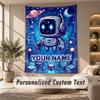 Astro Bot Wandteppich, Personalisierter Wunschtext, Wandbehang für Wohnzimmer Heimwanddekoration